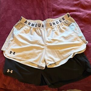 Under Armour Women's Athletic Shorts-2 pairs- light grey and black-Large